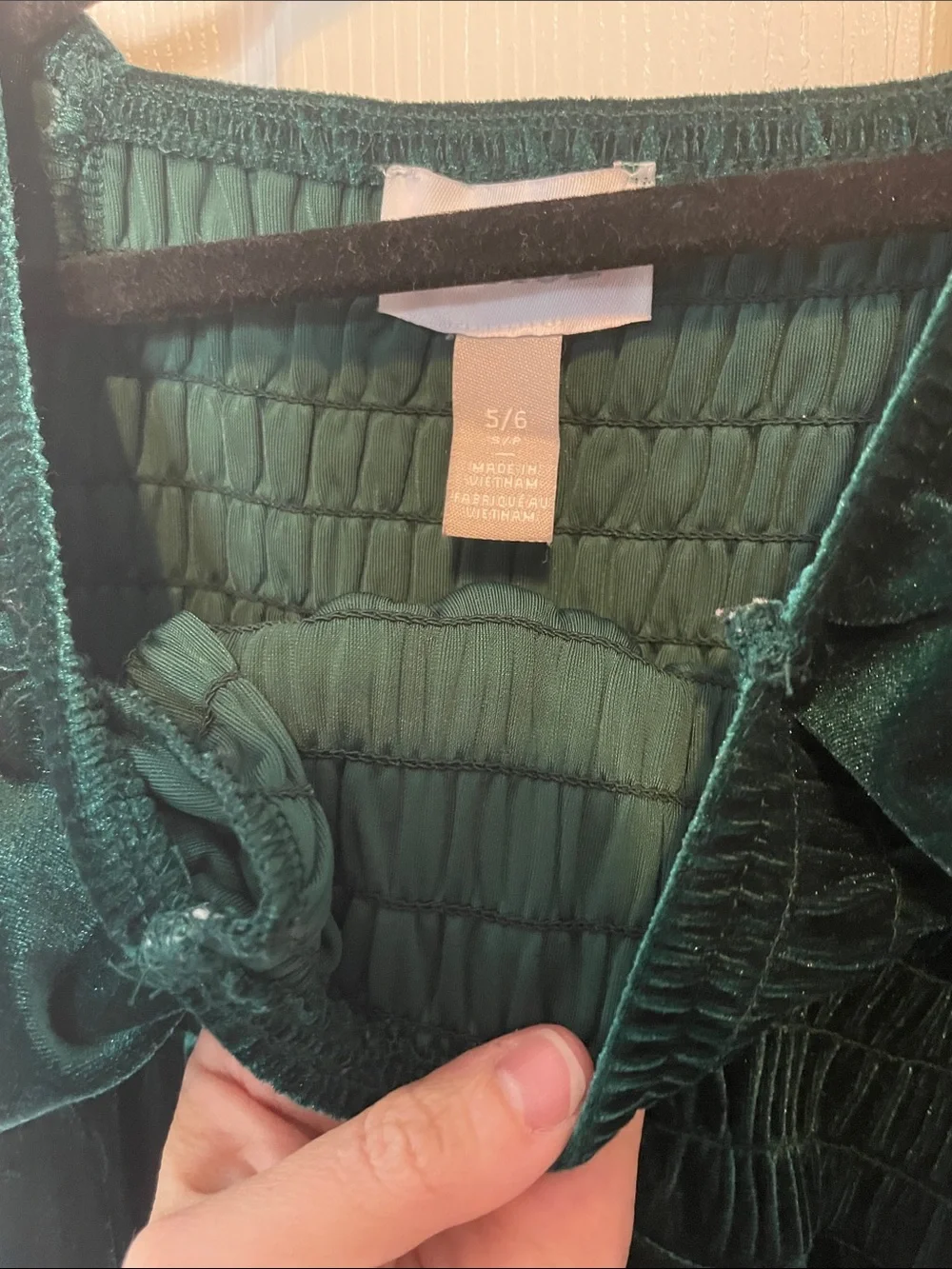 Children’s Place Girls Emerald Velvet Smocked Jumpsuit